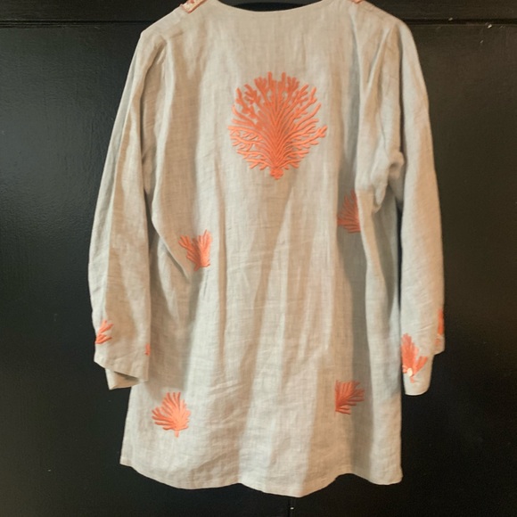 Light beige/coral tunic with embellishments.  Size L. Well cared for. - Picture 2 of 2